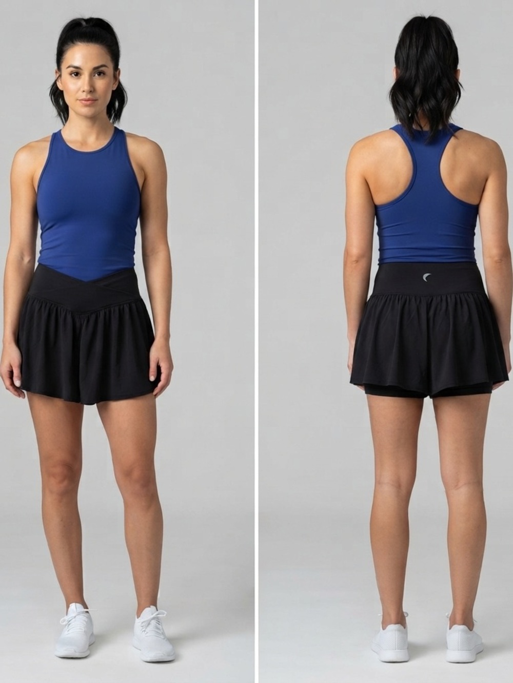 ZYIA Active black Crossover Ruffle Athletic Skort / Active Skirt